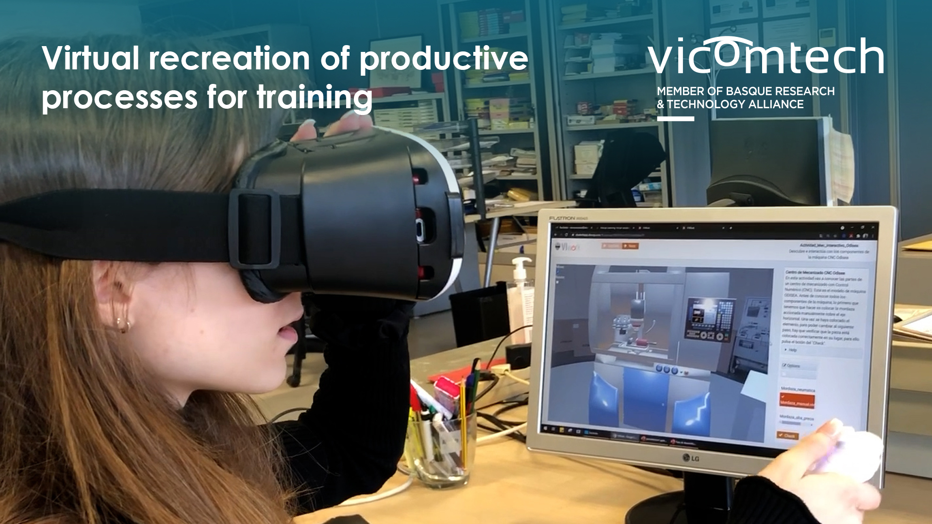 Virtual recreation of productive processes for the training and evaluation of operators