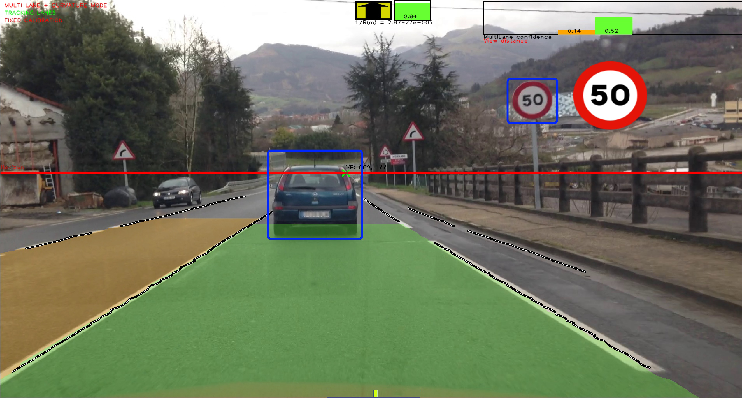 Visión artificial y navegación por satélite para guiar al conductor a nivel de carril