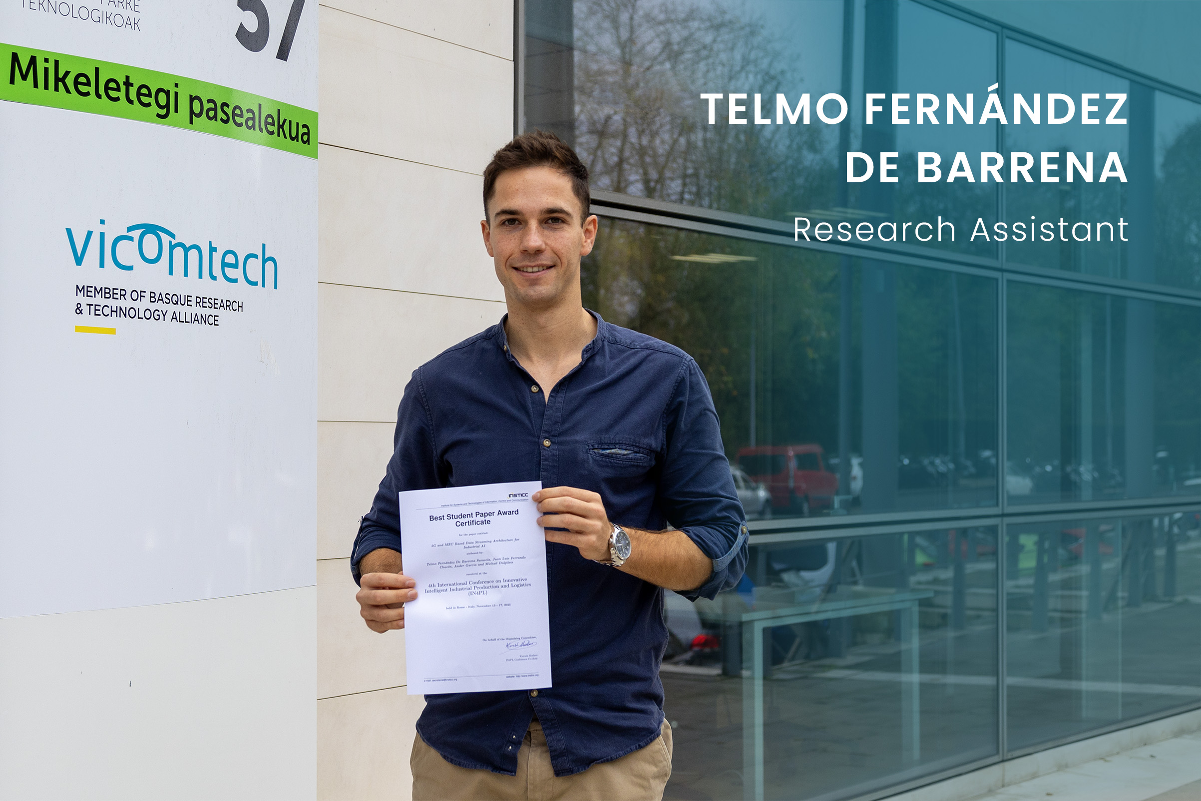 Telmo Fernández De Barrena receives the Best Student Paper Award at the conference “Innovative Intelligent Industrial Production and Logistics” 2023